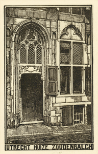 341 Gezicht op de poort van het huis Zoudenbalch (Donkerstraat 15-19) te Utrecht.01-01-1900-31-12-1920